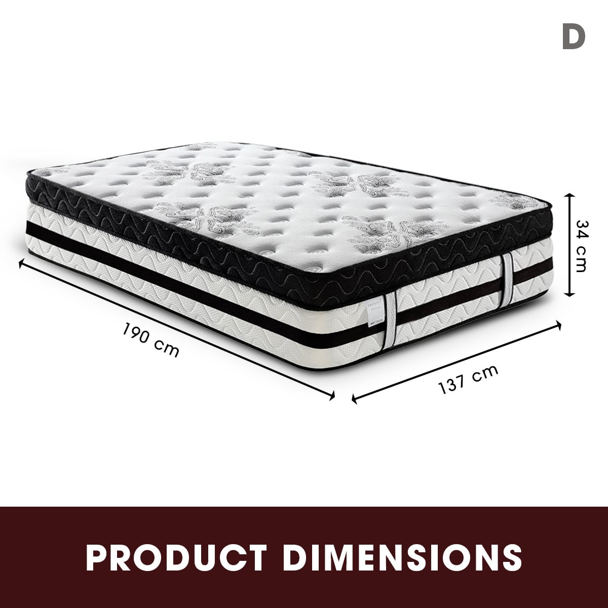 Laura Hill Mattress with Euro Top Foam Bed Base - 34cm