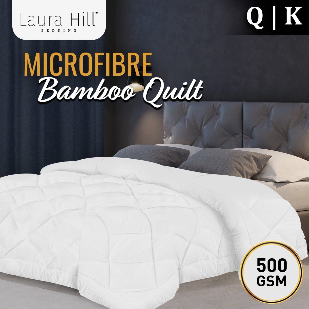 Laura Hill 500GSM Microfibre Bamboo Quilt Comforter Doona - Queen