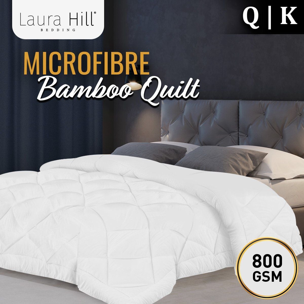 Laura Hill 800GSM Microfibre Bamboo Quilt Comforter Doona - King