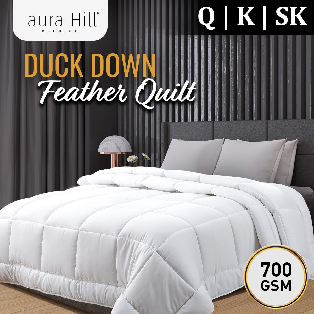 Laura Hill 700GSM Duck Down Feather Quilt Duvet Doona - Queen