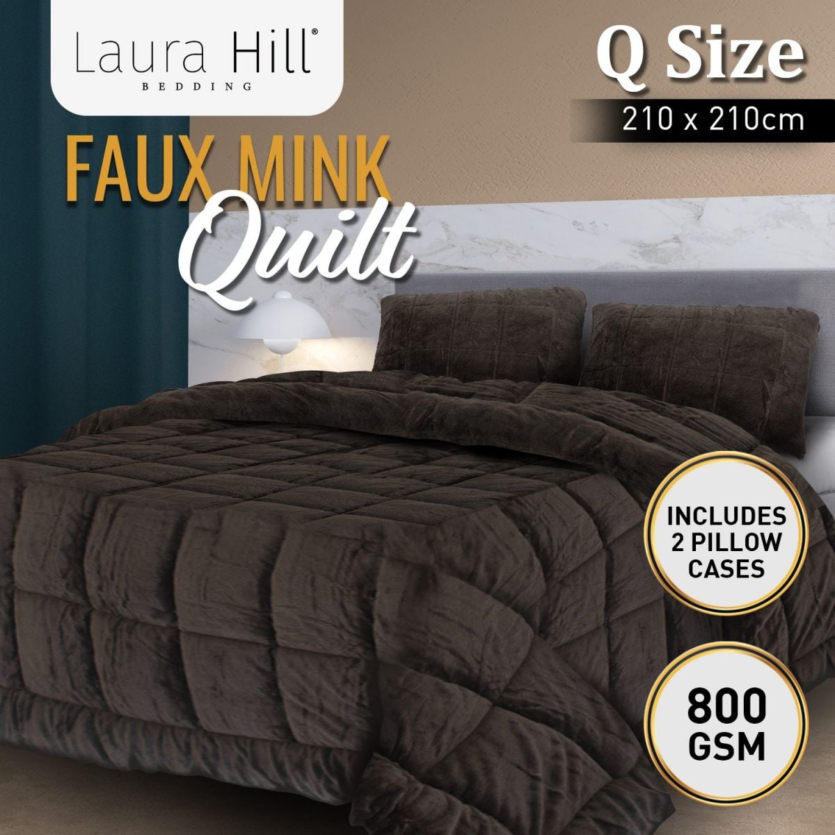 Laura Hill 800GSM Faux Mink Quilt Comforter Doona - Queen