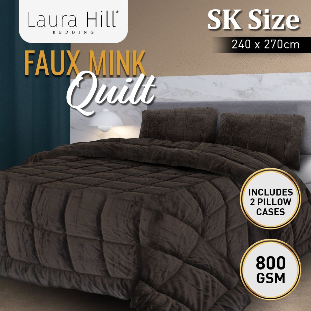 Laura Hill 800GSM Faux Mink Quilt Comforter Doona - Queen