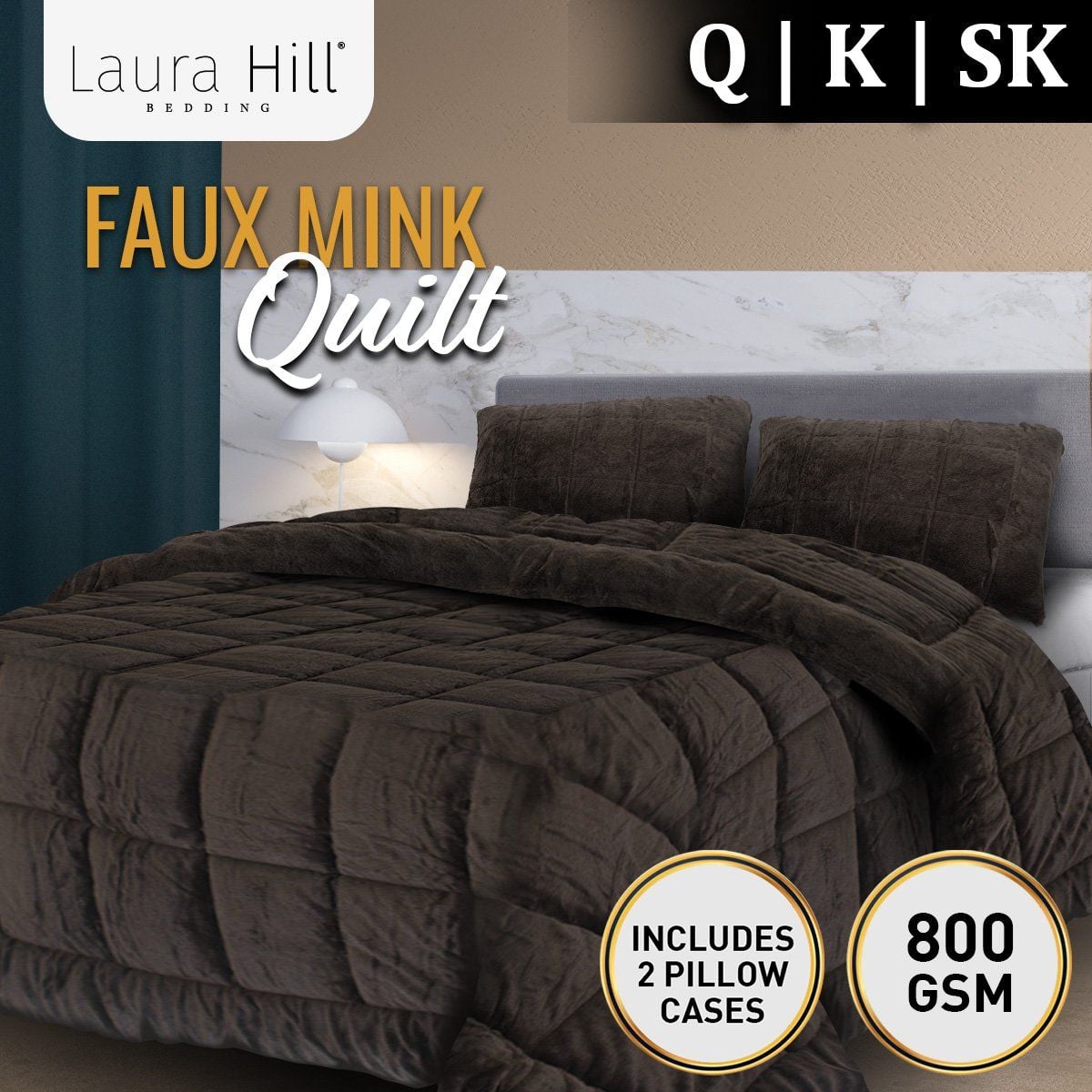Laura Hill 800GSM Faux Mink Quilt Comforter Doona - Queen