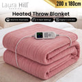 Laura Hill XL Electric Heated Blanket Throw Soft Coral Fleece with 10 Heat Settings - Pink