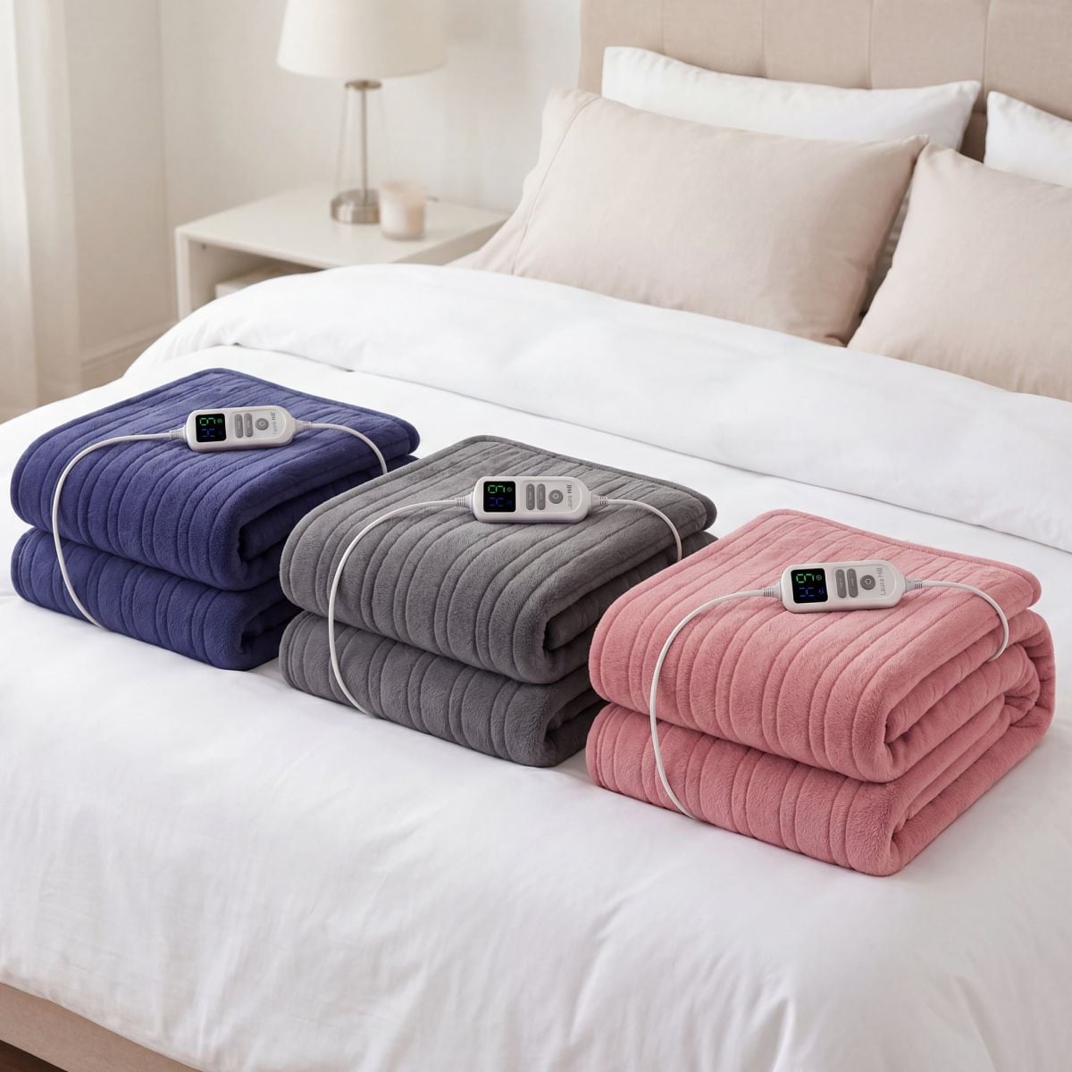 Laura Hill XL Electric Heated Blanket Throw Soft Coral Fleece with 10 Heat Settings - Pink
