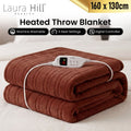 Laura Hill Electric Heated Blanket Throw Soft Coral Fleece w/ 9 Heat Settings - Brown