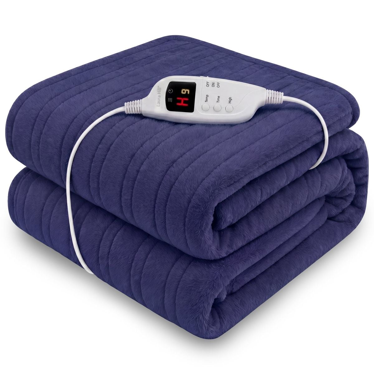 Laura Hill Electric Heated Blanket Throw Soft Coral Fleece w/ 9 Heat Settings - Blue