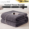 Laura Hill Electric Heated Blanket Throw Soft Coral Fleece w/ 9 Heat Settings - Grey