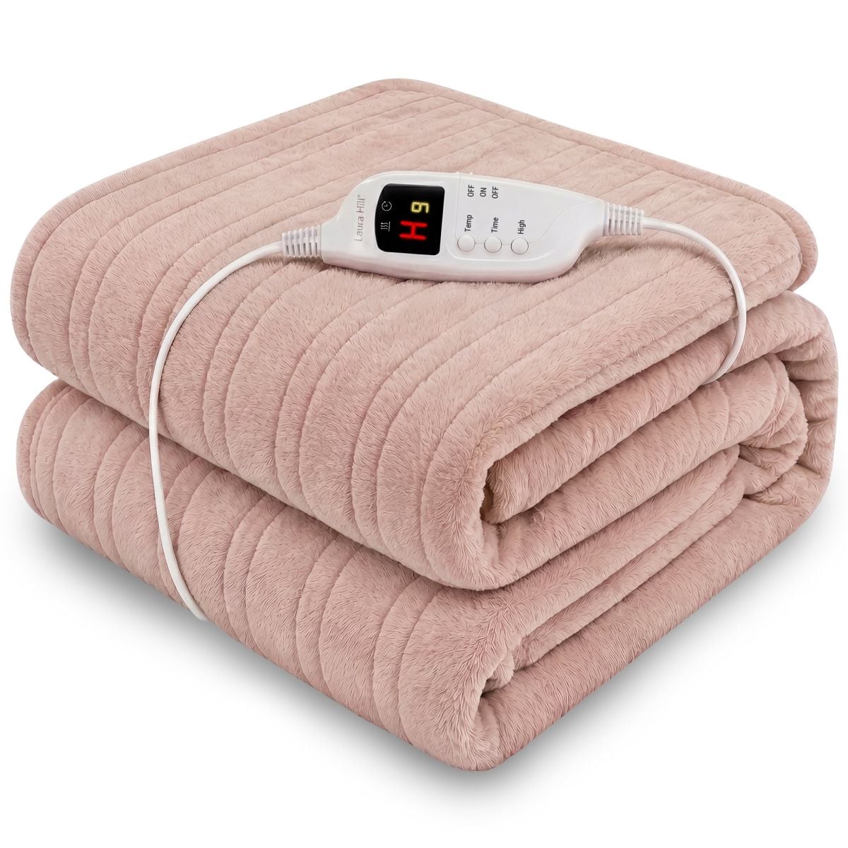 Laura Hill Electric Heated Blanket Throw Soft Coral Fleece w/ 9 Heat Settings - Pink